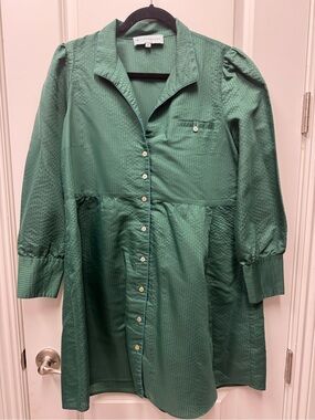 Tuckernuck Green Long-Sleeve Button-Front Dress